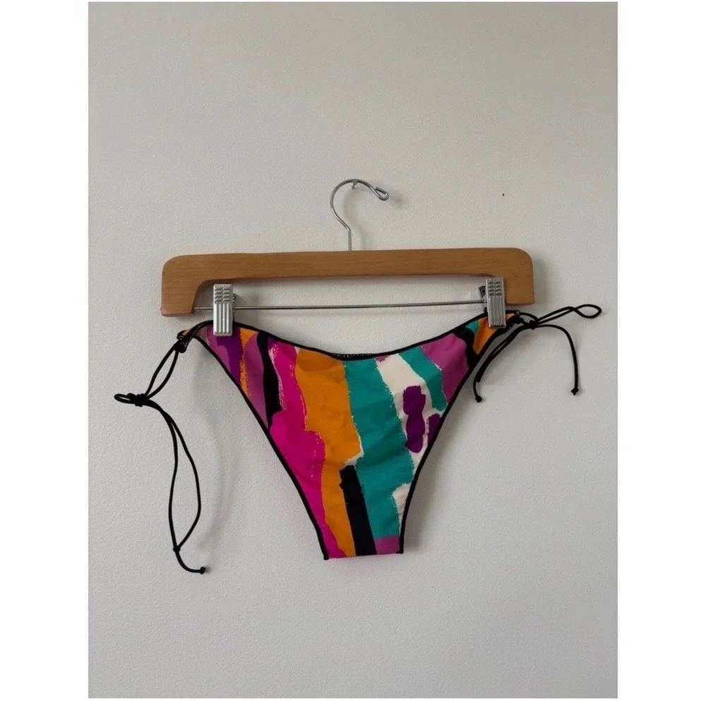 Vanessa Mooney The Aubrey Tie Bikini Bottom – Abstract Multi-Color – Size M - Picture 2 of 4